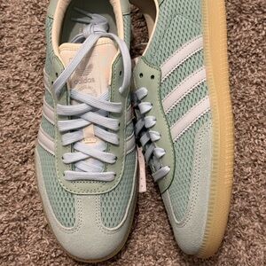 adidas Samba Women's Mint Green and Cream Sneakers